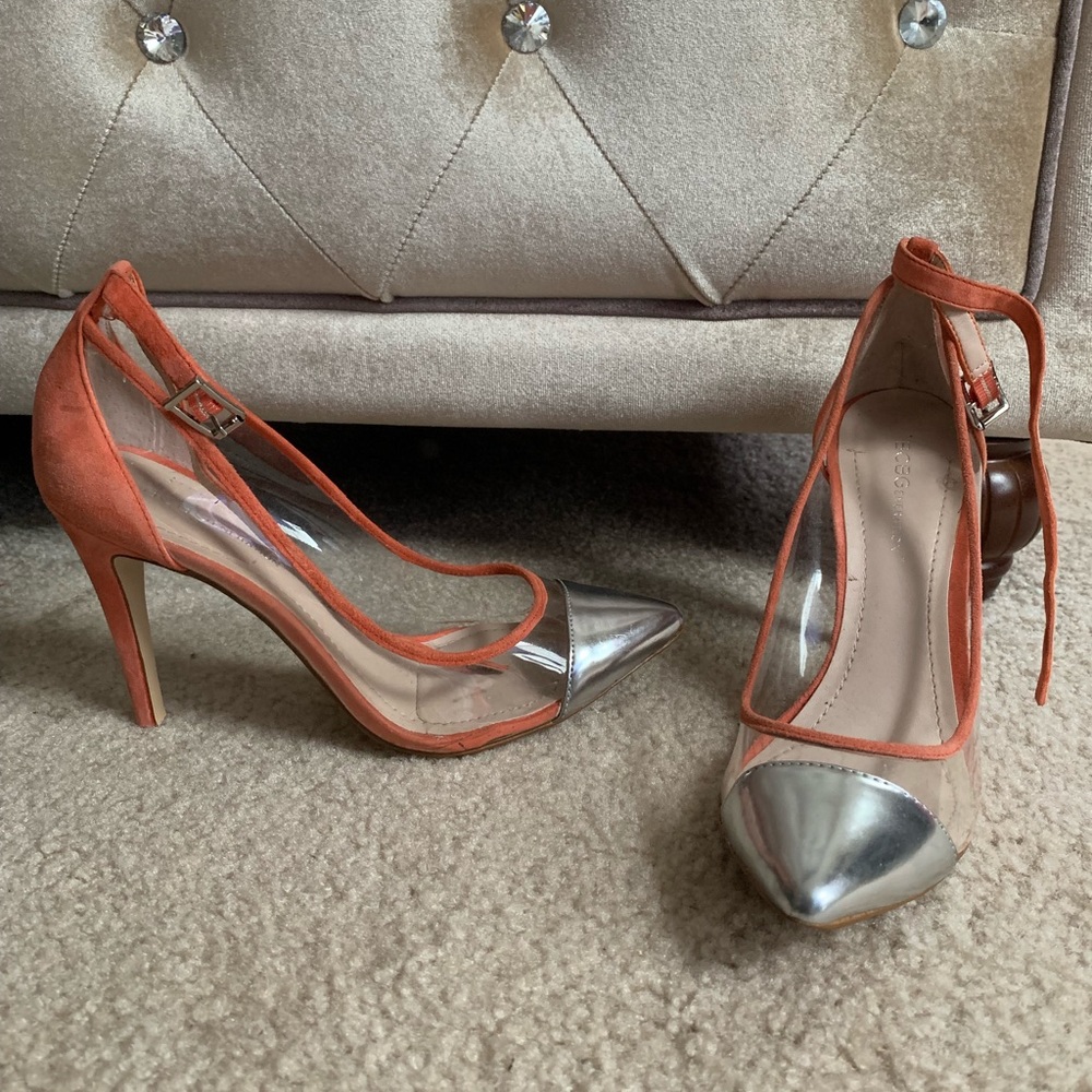Bcbgeneration Orange Suede Clear Pvc Cynthia Heels - image 3